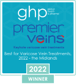 Global health and pharma - Premier veins - best for varicose vein treatments, 2022, the midlands. Winner.